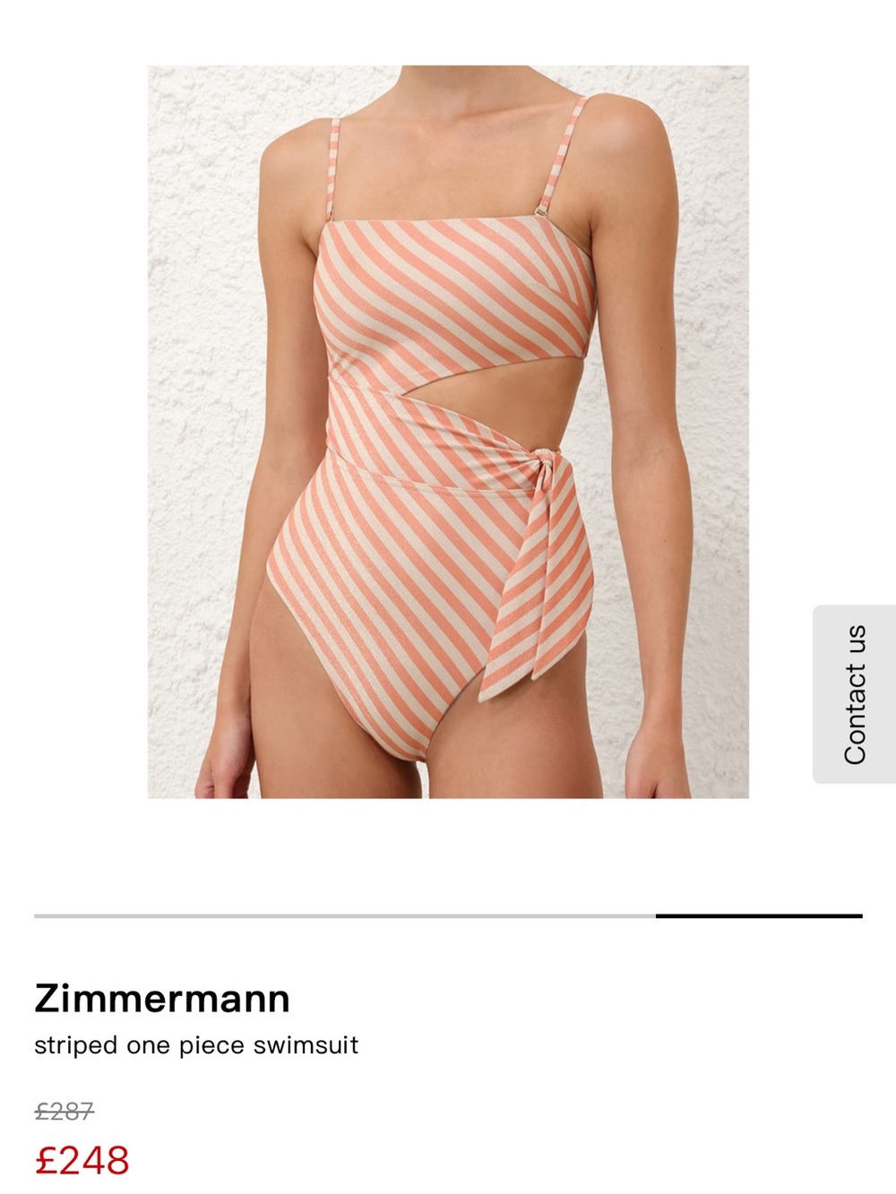 Zimmermann Peach and Cream Striped Cutout One-Piece Swimsuit